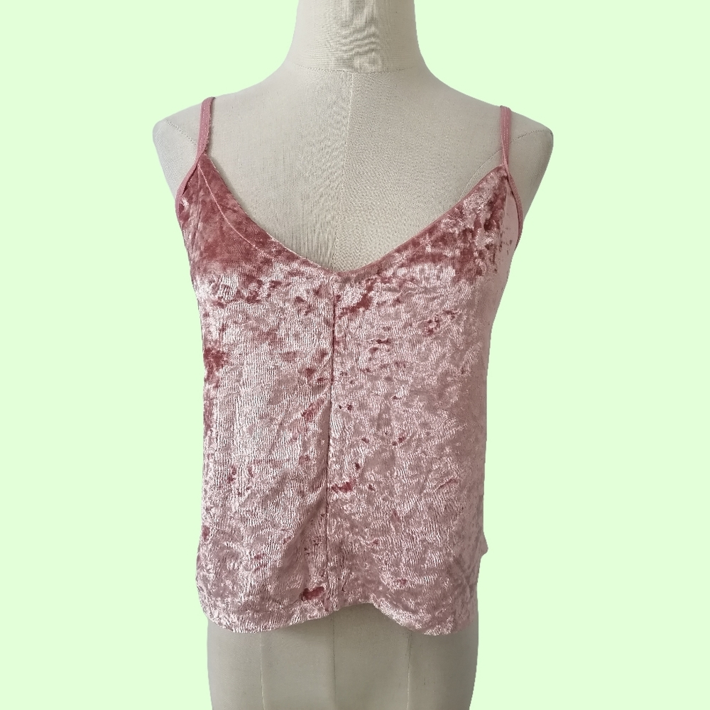 Crushed Velvet Spaghetti Strap Camisole - Dusty Pink
